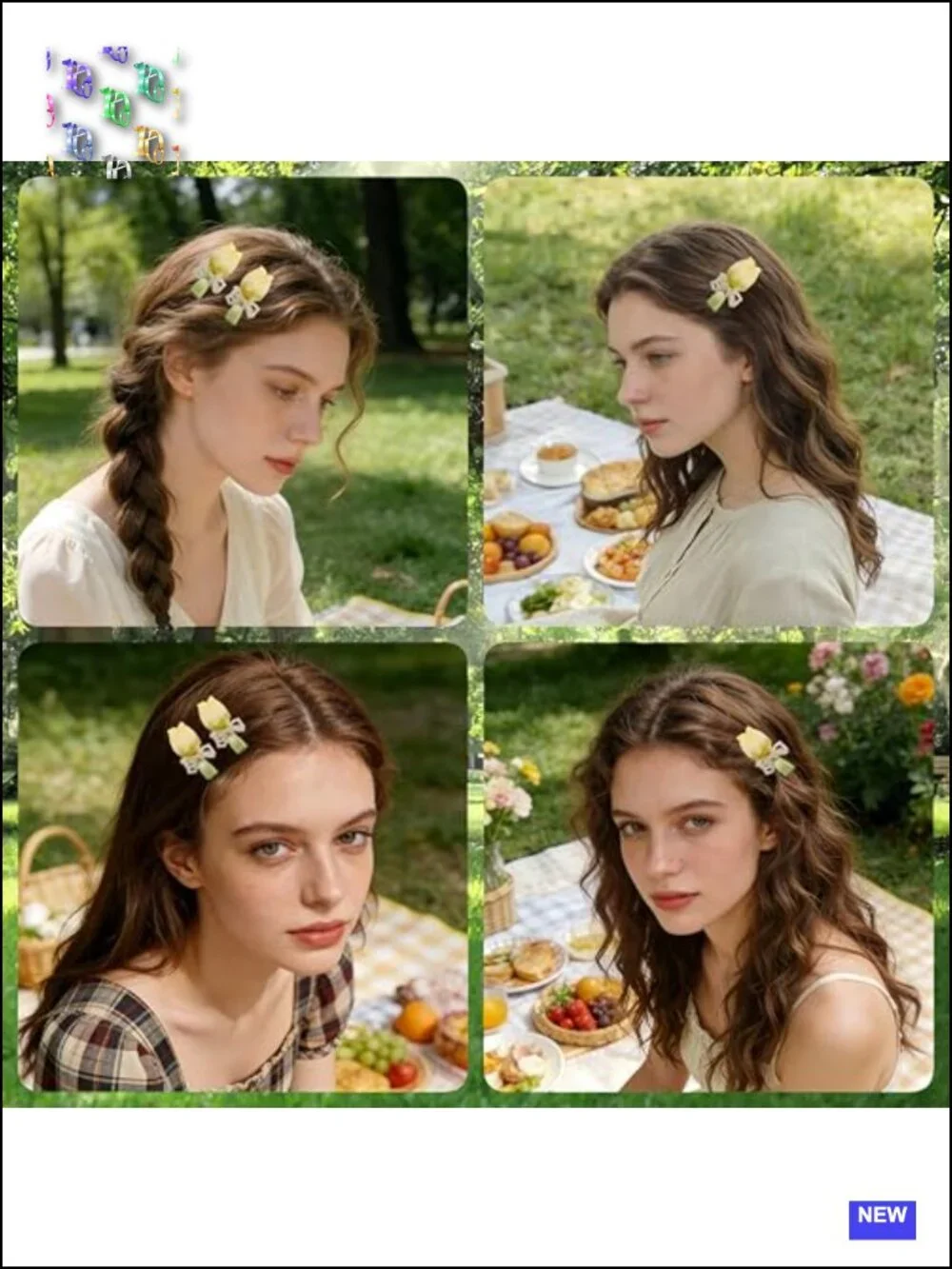 2 Pack 3D Tulip Hair Bow Clips Faux Pearl Flower Barrettes Non Slip Korean